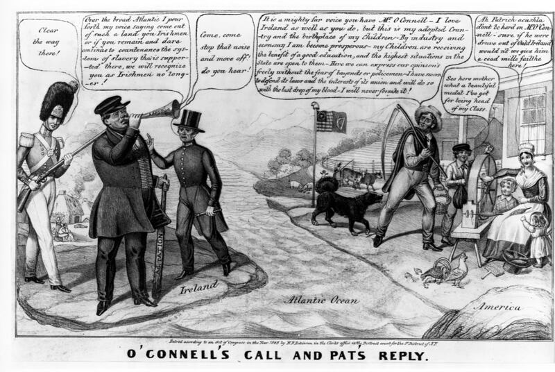 Daniel O’Connell admonishes Irish emigrants in the US. An Irishman replies on the other side that he is satisfied with America. Photograph: Corbis via Getty Images