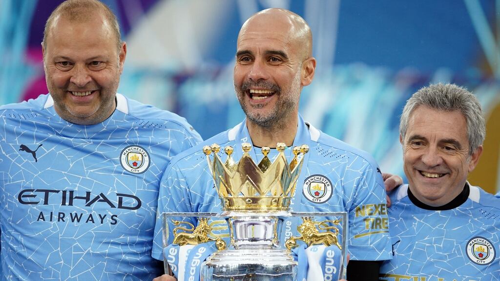 Manchester City’s Catalan manager Pep Guardiola will bring his team to Tottenham for the start of their Premier League title defence. File photograph: Dave Thompson/PA