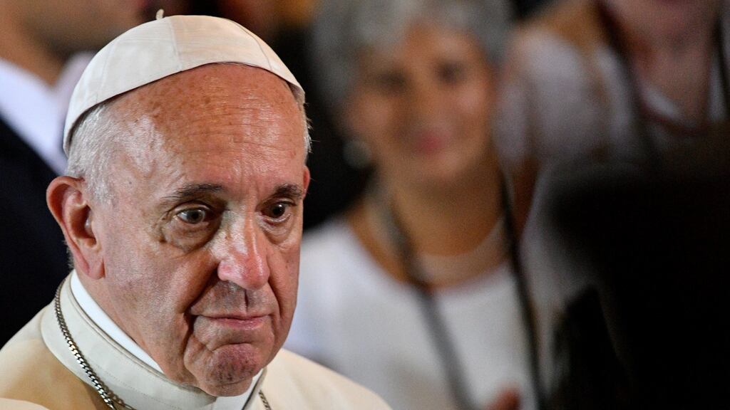 Pope Francis: made joint statement with Archbishop of Canterbury Justin Welby at an evening prayer service in Rome. Photograph: Maciej Kulczynski/EPA