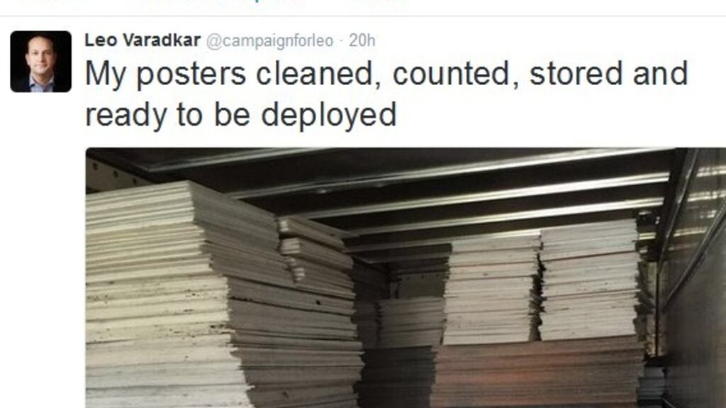 Six Independent AllianceTDs on Monday criticised acting Minister for Health Leo Varadkar for a tweet issued on Sunday night in which he said his general election posters were ready to be used in a second election.