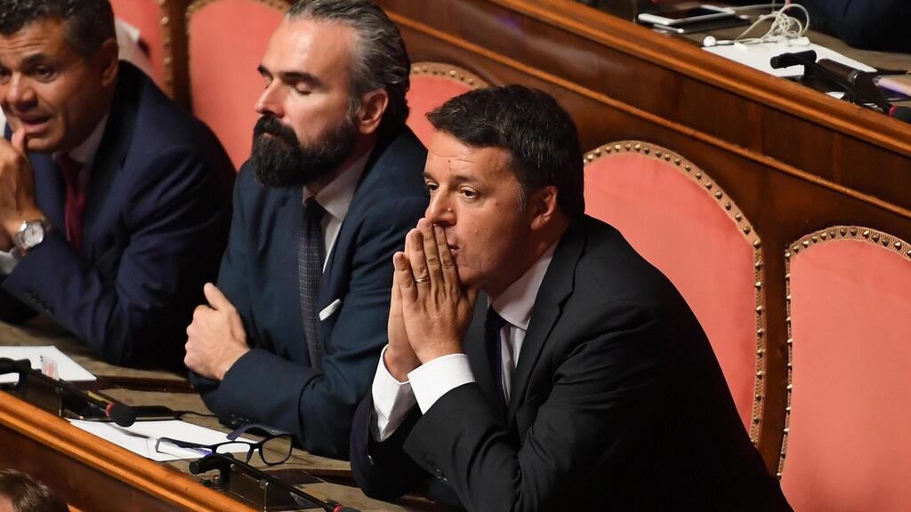 Former Italian prime minister Matteo Renzi (right): move is a gamble for the 44-year-old senator who is appealing to the political centre at a time when his popularity is low. Photograph: Maurizio Brambatti/EPA