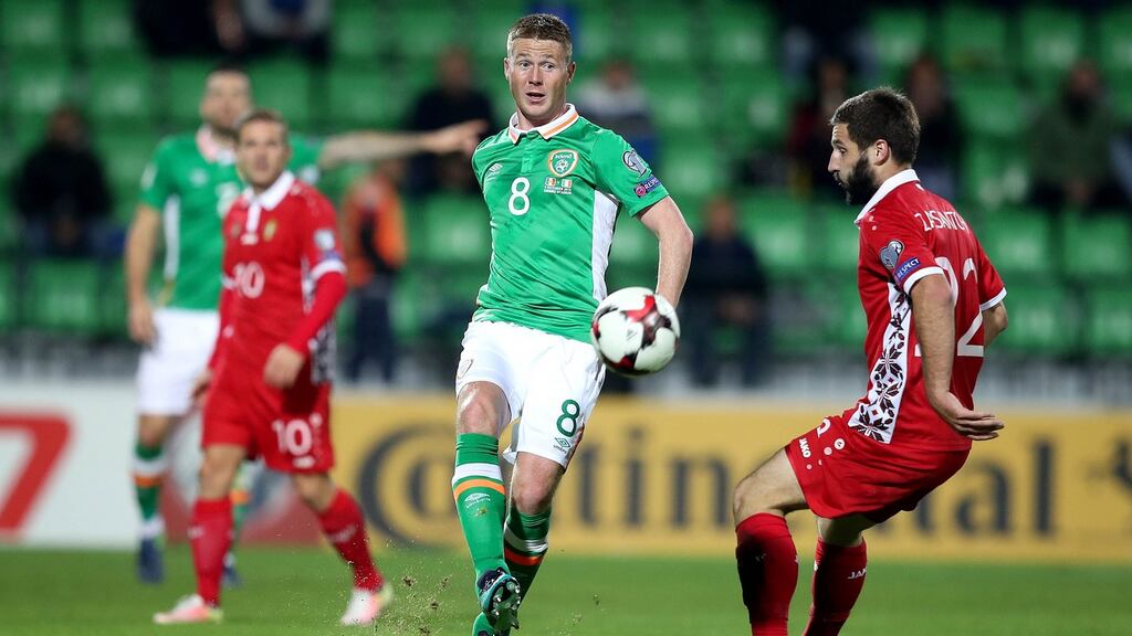 Martin O’Neill is hopeful that James McCarthy will be fit to at least face Austria in the 2018 World Cup qualifier next month. Photo: Ross Byrne/Inpho