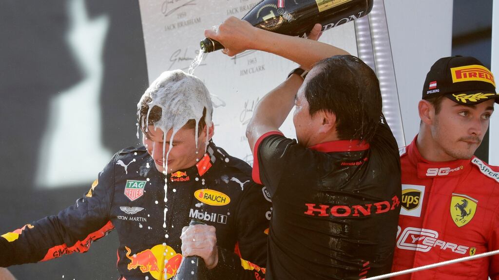Red Bull Racing’s Max Verstappen celebrates winning the Austrian Formula One Grand Prix in Spielberg. Photo: Leonhard Foeger/Reuters