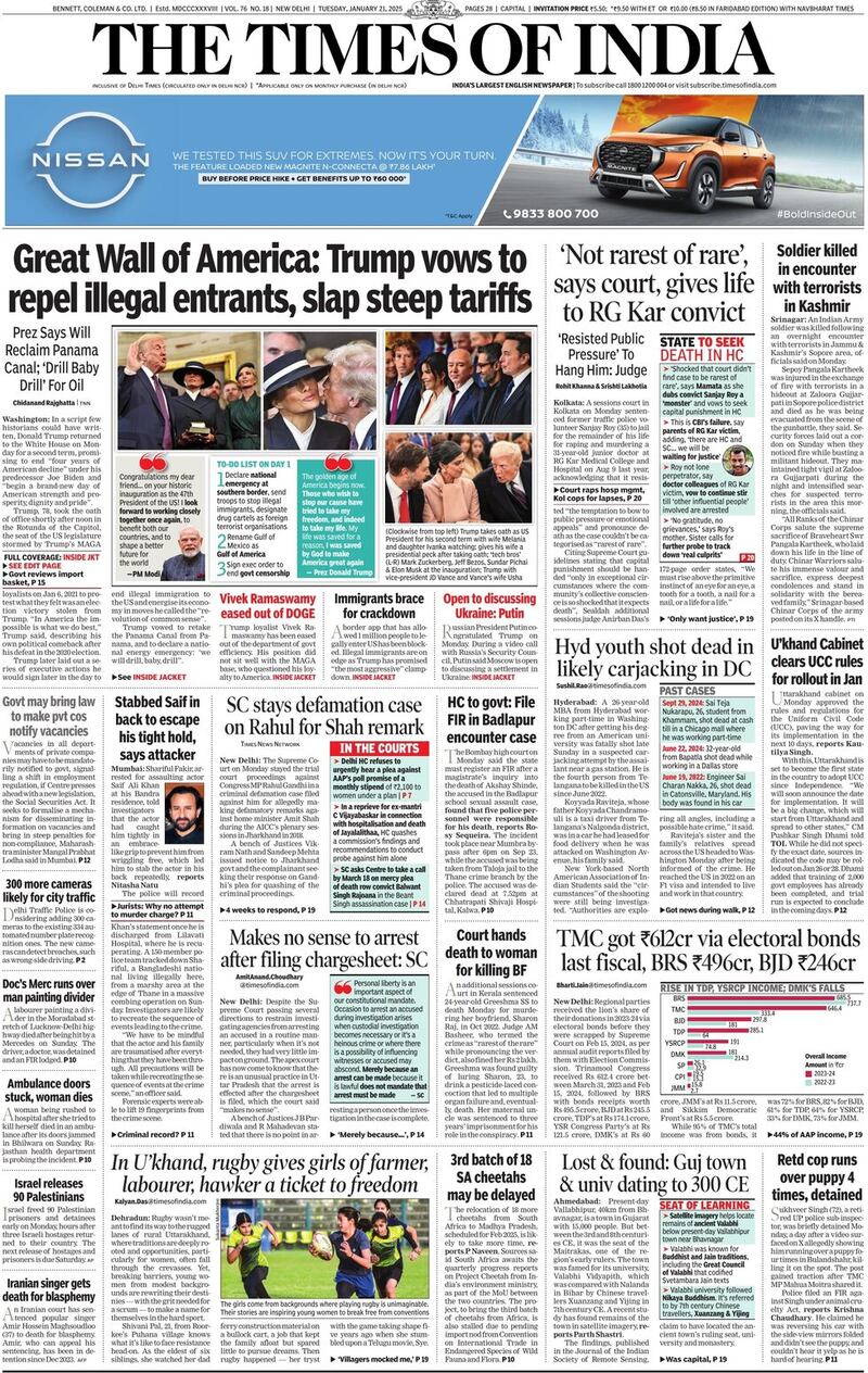 The Times of India front page