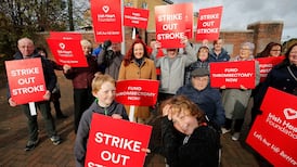 Stroke survivors protest outside hospital over broken equipment for saving lives