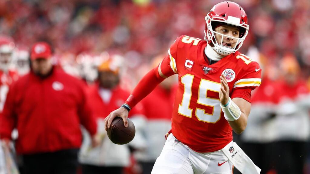 Patrick Mahomes is reported to have signed a new 10-year deal with the Kansas City Chiefs worth $400 million. Photograph: Larry W Smith/EPA