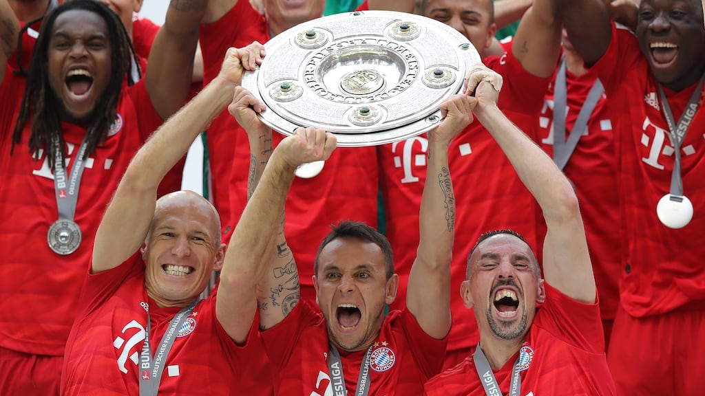 Bayern are within reach of an eighth successive Bundesliga title. Photograph:  Alexander Hassenstein/Bongarts/Getty Images