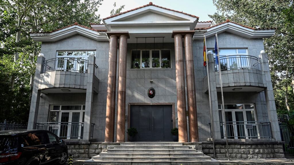The Lithuanian embassy in Beijing: China demanded Lithuania recall its envoy after Vilnius allowed Taiwan to set up an office under its own name in a move seen as provocative by the Chinese government. Photograph: Jade Gao/AFP/ via Getty Images