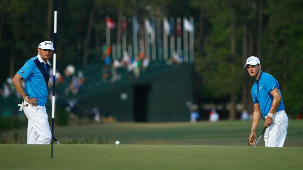 Martin Kaymer putts on the final hole during the first round of the US at Pinehurst. Photograph: EPA