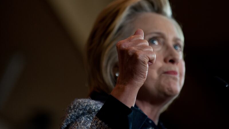 Presumptive Democratic nominee for president Hillary Clinton speaks to supporters at the International Brotherhood of Electric Workers Hall on Tuesday, in Pittsburgh, Pennsylvania. Photograph: Getty