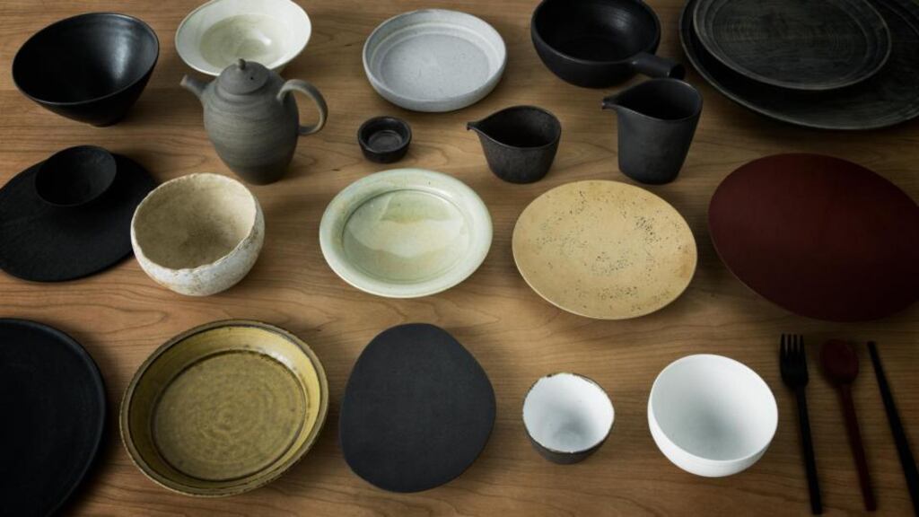 A selection of plates, bowls and utensils used at Noma Japan, now for sale online