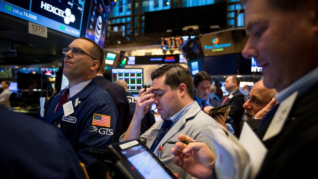 On Wall Street, US shares slipped on disappointing earnings reports. Photograph: Michael Nagle/Bloomberg