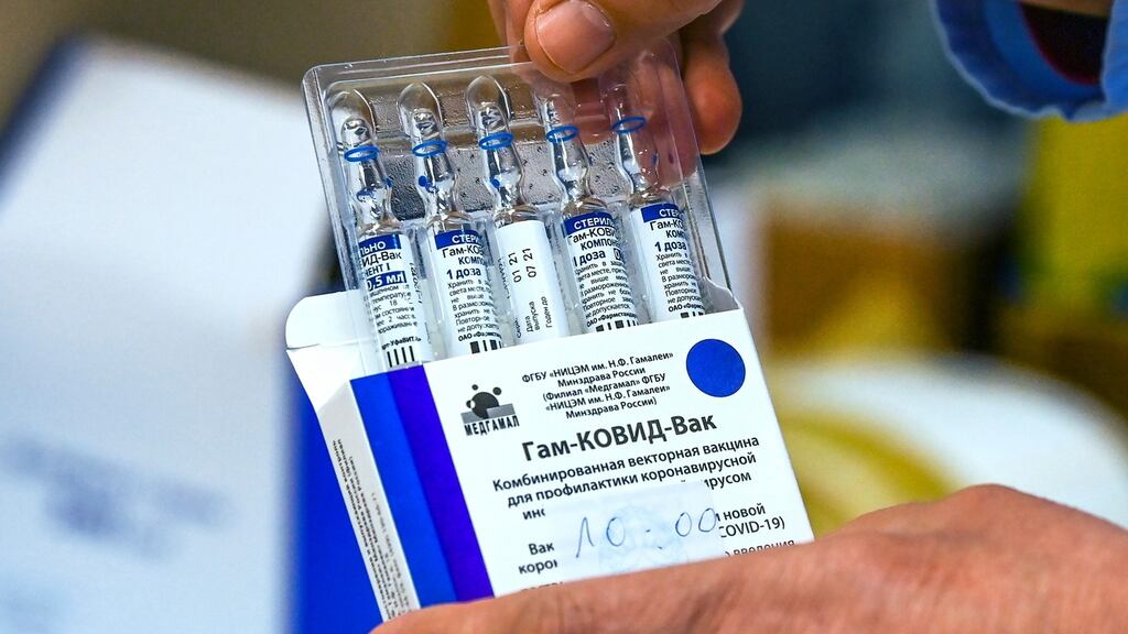 Vials of the Russian Sputnik V vaccine against Covid-19. Photograph: EPA
