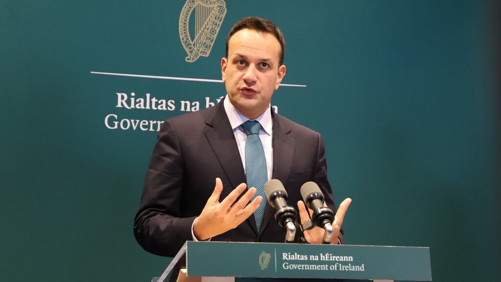 Taoiseach Leo Varadkar at a post-Cabinet coronavirus briefing. Some of his TDs wonder why he is issuing pungent denunciations of Sinn Féin on a Sunday, then urging that party to form a government on a Monday. Photograph: PA Wire
