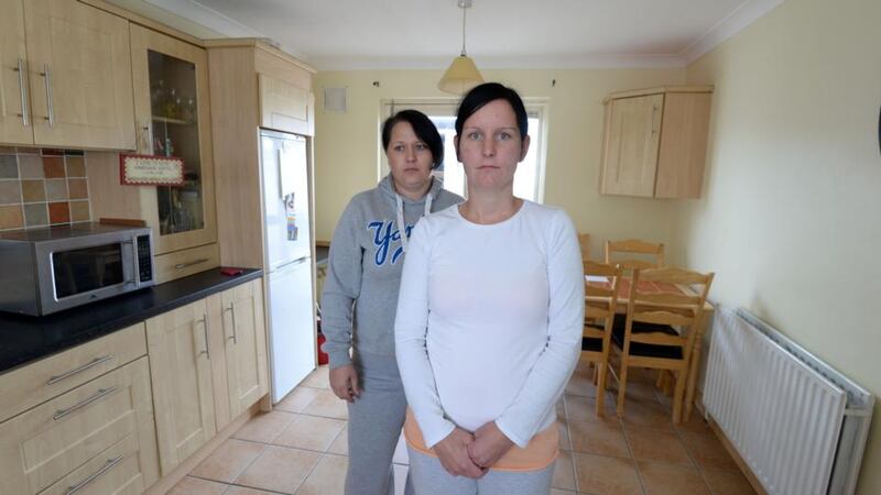 Kim Greene, on right (with Natasha Shaw), who featured in an Irish Times story about low-income families and budget cuts. Photograph: Alan Betson