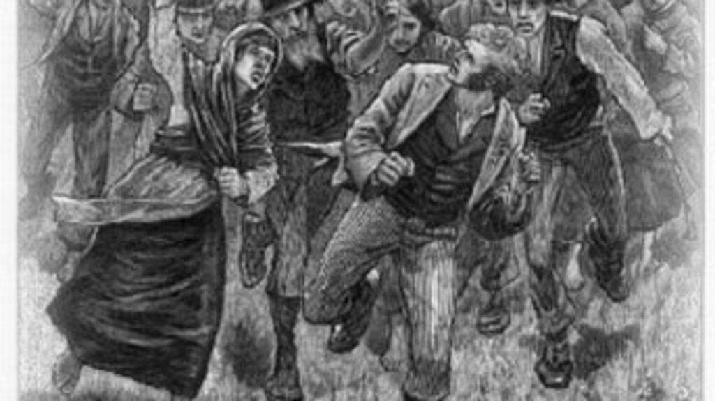 Being a process-server in Mayo used to be a hazardous job. Aloysius O’Kelly/Illustrated London News