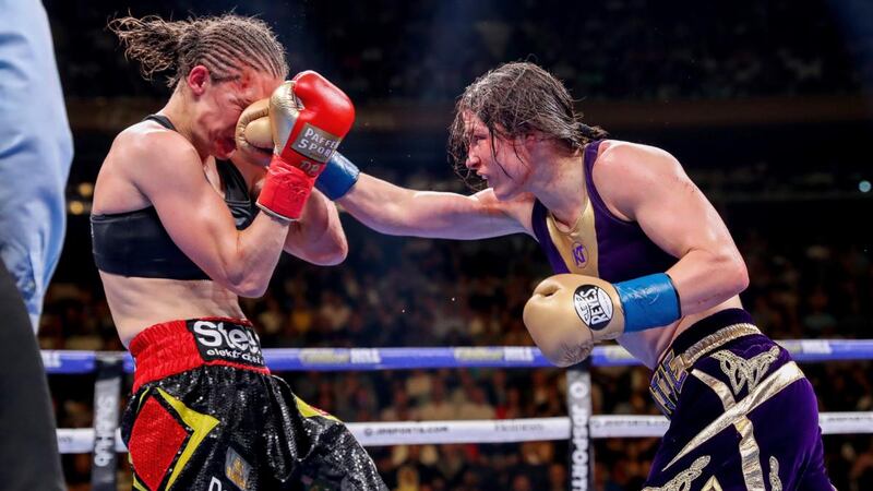 Katie Taylor lands a right on Delfine Persoon during last June’s fight at Madison Square Garden in New York. Photograph: Tom Hogan/Inpho
