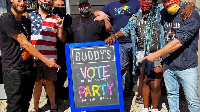 Buddy’s, a gay bar in the Montrose, served as a polling place on Election Day. Photograph: Buddy’s/Facebook