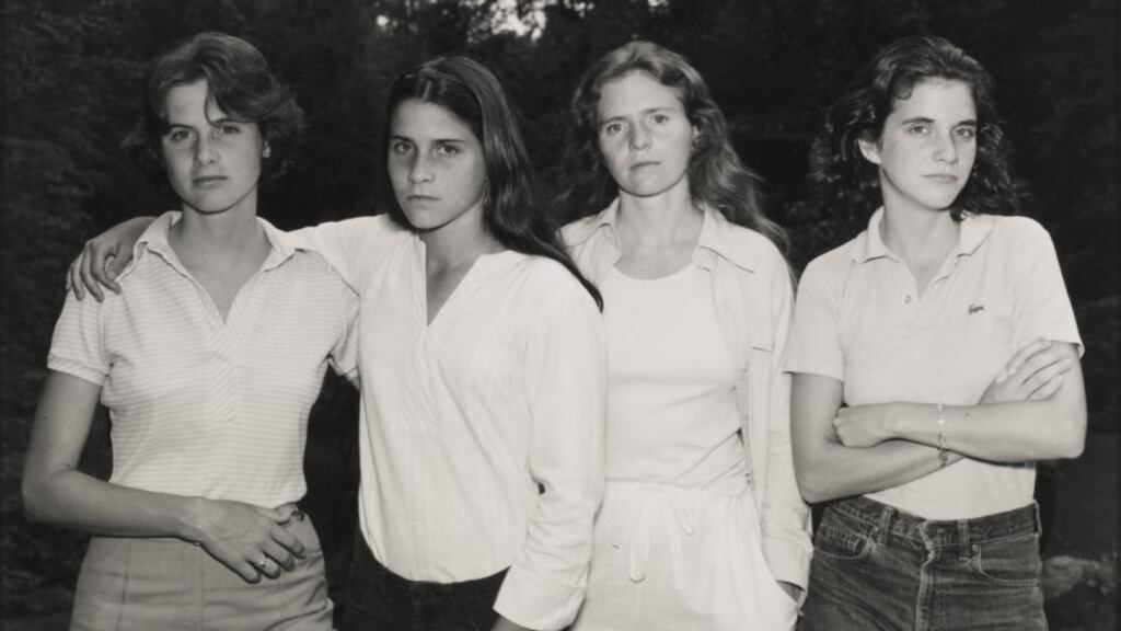 Taken in 1975, this is the first of 40 years worth of portraits of the Brown sisters, taken by Nicholas Nixon. They were photographed in this order every year over four decades. From left: Heather (then 23), Mimi (15), Bebe (25), and Laurie   (21)