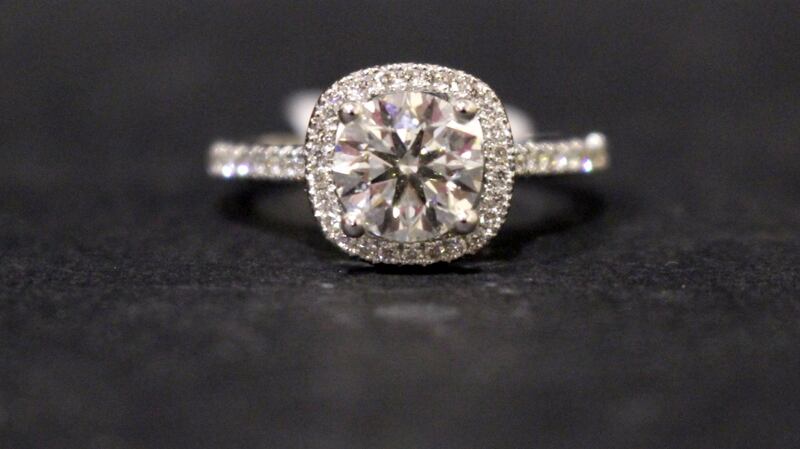 The auction at Hegarty’s in Bandon, Co Cork, includes an 18ct white gold and diamond ring (diamond 1.75ct) – estimate: €8,200-€8,400 (lot 7).