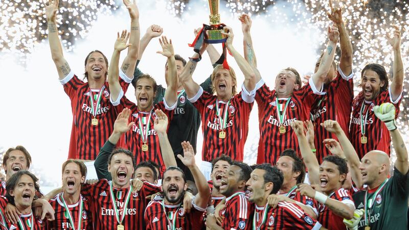 AC Milan celebrate their last Scudetto in 2011. Photograph: Oliver Morin/Getty/AFP