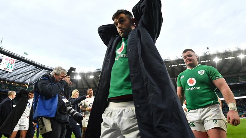 Conor Murray leaves the field after Ireland’s Six Nations defeat to England. Photograph: Dan Mullan/Getty