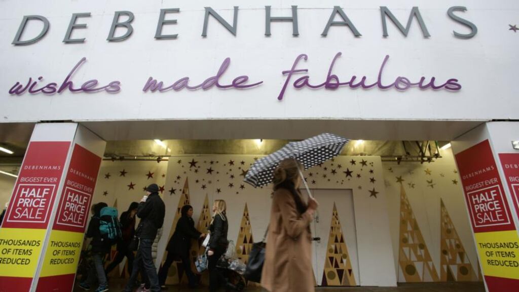 Debenhams shares, which hit a 22-month low of 71 pence after a New Year’s Eve profit warning, climbed as much as 6.5 per cent yesterday after Sports Direct said it had bought a 4.63 per cent stake and wants to explore how the groups can work together at an operational level. Photograph: Yui Mok/PA Wire