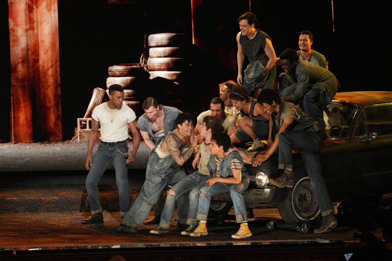 Tony Awards 2024: The company of The Outsiders performing a number during ceremony on Sunday. Photograph: Sara Krulwich/New York Times