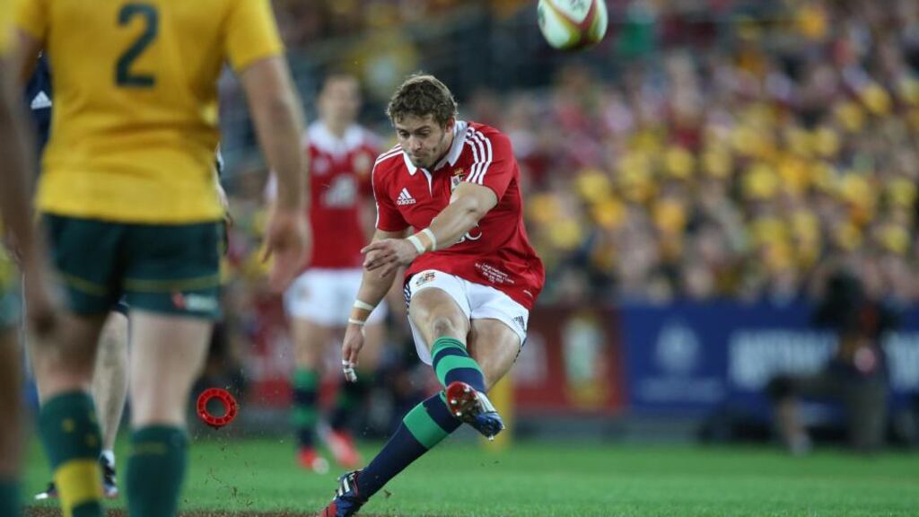Cardiff’s Leigh Halfpenny will be just one of several British and Irish Lions on duty in tonight’s clash at the RDS. Photograph: Billy Stickland/Inpho