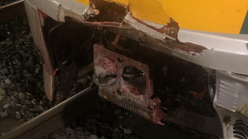The damaged Irish Rail train