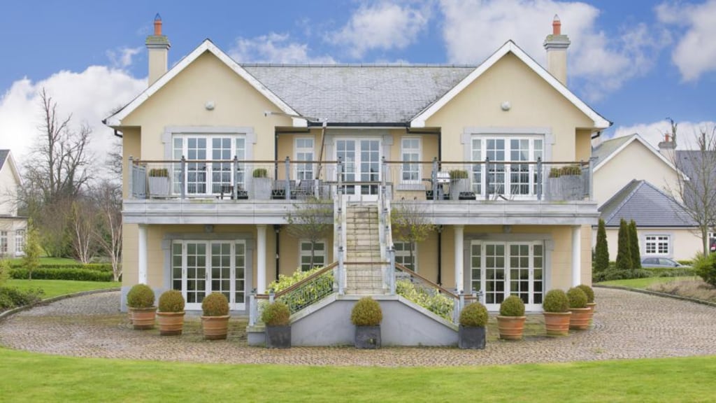 The  property has  a balcony overlooking the 18th green where the Ryder Cup was played