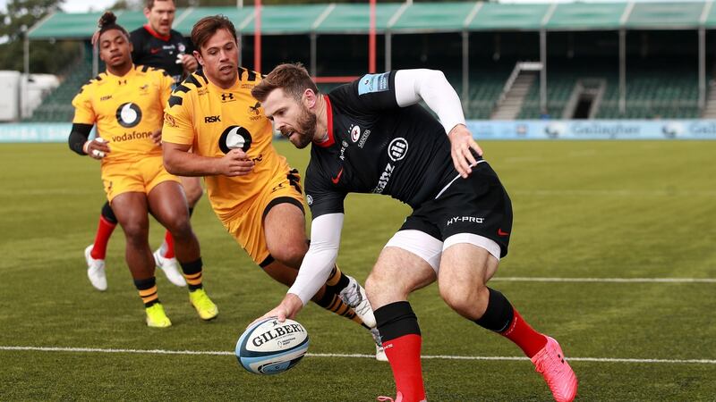 Elliott Daly lines up at fullback for Saracens against Leinster. Photograph: David Rogers/Getty