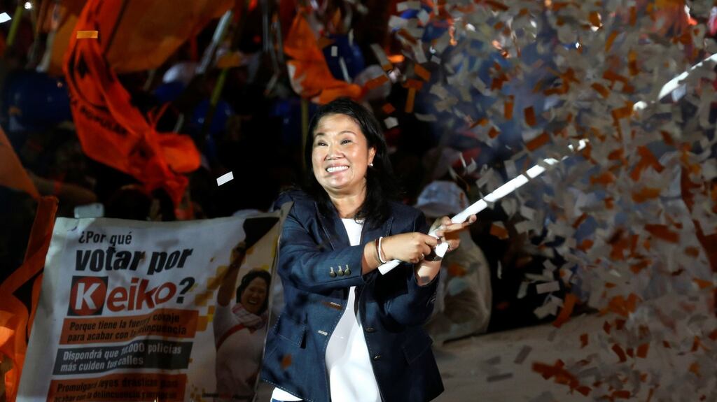 Peruvian presidential candidate Keiko Fujimori, daughter of the imprisoned former dictator: her campaign has been hit by accusations that some of her backers are involved in drug trafficking. Photograph: Mariana Bazo
