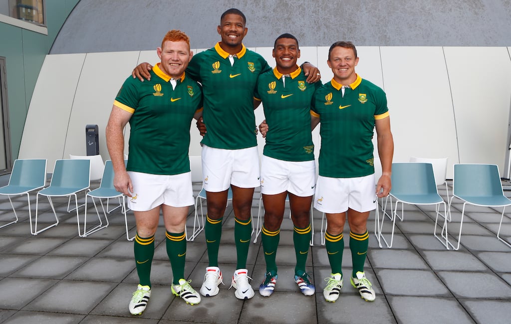 Steven Kitshoff with Marvin Orie, Damian Willemse and Deon Fourie. Photograph: SteveHaagSports/Steve Haag