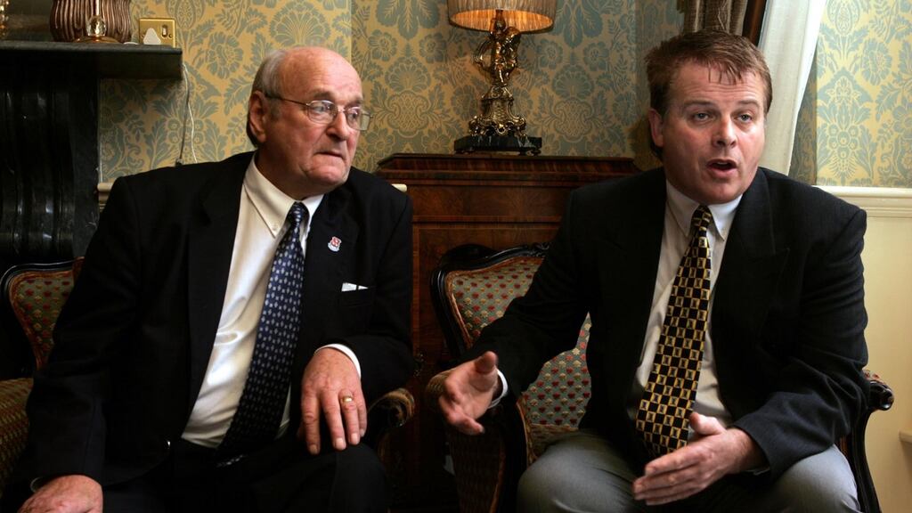 Kevin Ludlow left (brother of Séamus Ludlow) with his nephew  Jimmy Sharkey. Photograph: Cyril Byrne