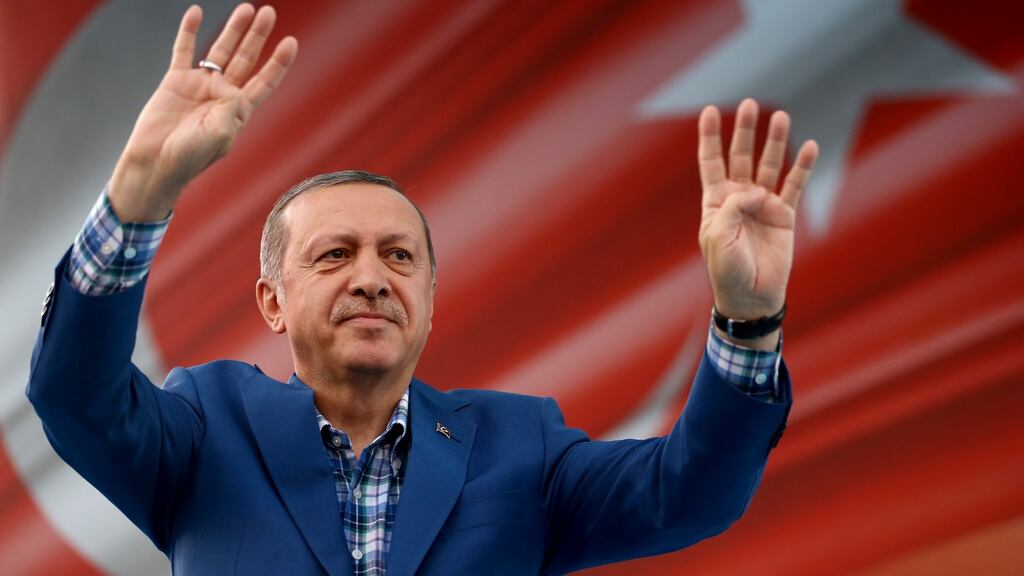 Turkish president Recep Tayyip Erdogan: has vowed to devote equal energy to combating Islamic State jihadists and Syrian Kurdish fighters. Photograph: Syasin Bulbul/AFP/Getty