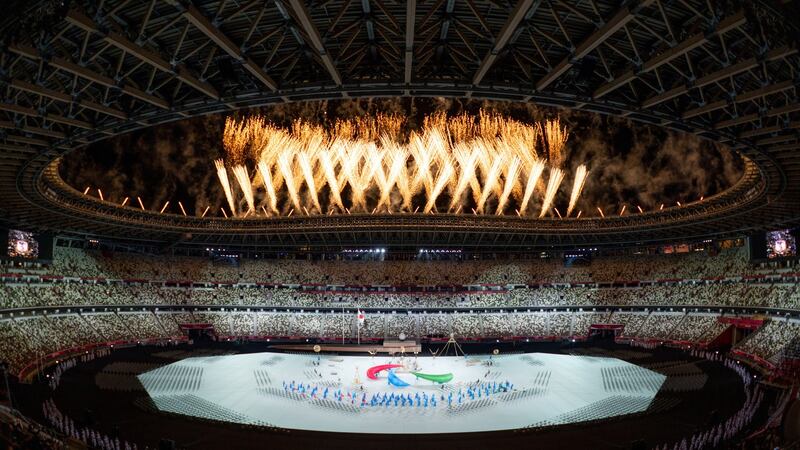Fireworks during the opening ceremony in Tokyo. Photograph: Bob Martine/EPA