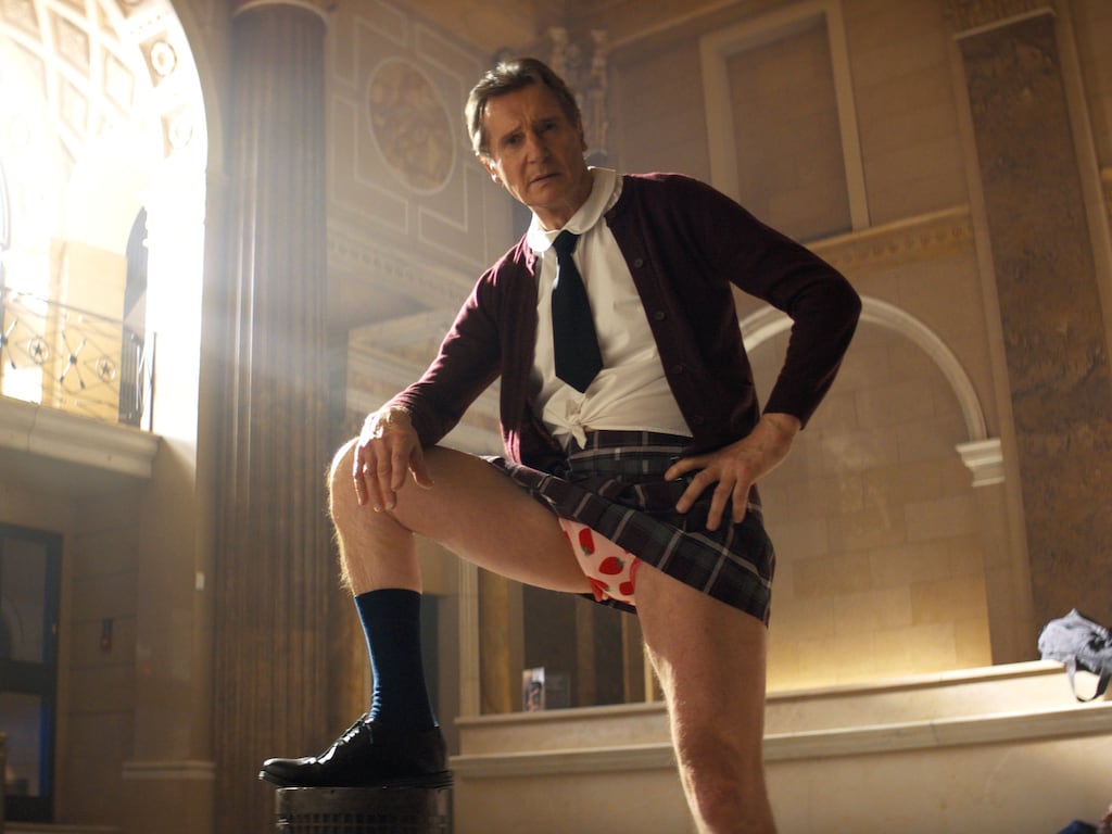 Liam Neeson plays Frank in The Naked Gun from Paramount Pictures
