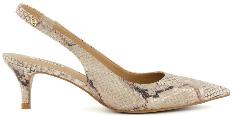 Snakeskin pointed slingback, €120, Dune