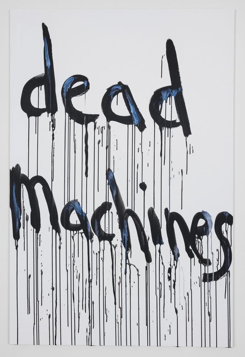 Kim Gordon, Dead Machines, 2018, Acrylic on canvas, 152.4cm x 101.6cm. Courtesy 303 Gallery, New York