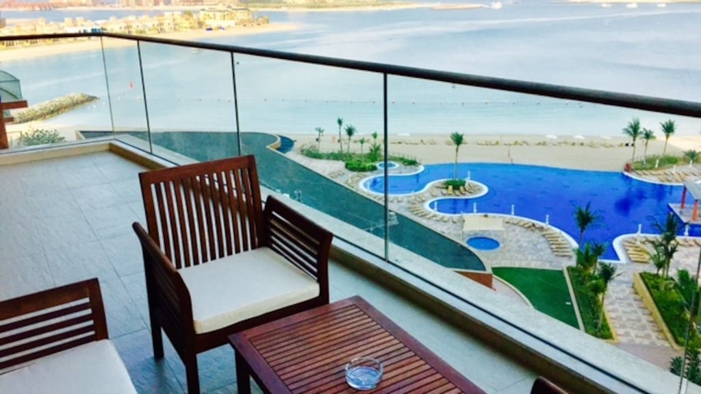 A Maison Prive-managed apartment overlooking Dubai’s Burj Al Arab hotel.