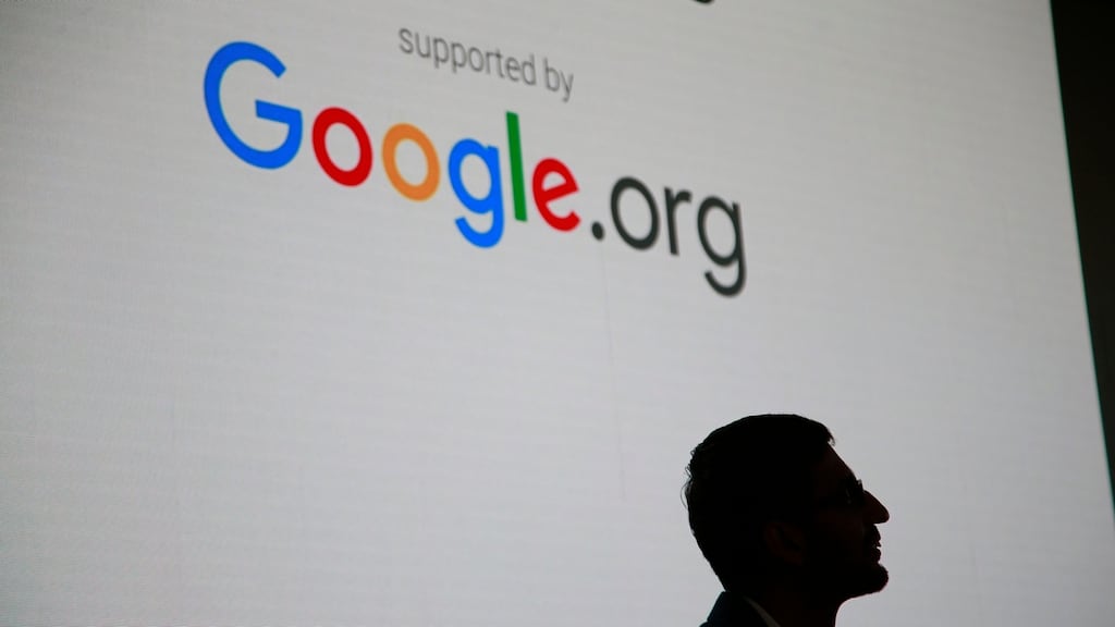 Google chief executive Sundar Pichai at St Patrick’s Girls National School, Cambridge Road, Ringsend, Dublin, recently. Photograph: Nick Bradshaw