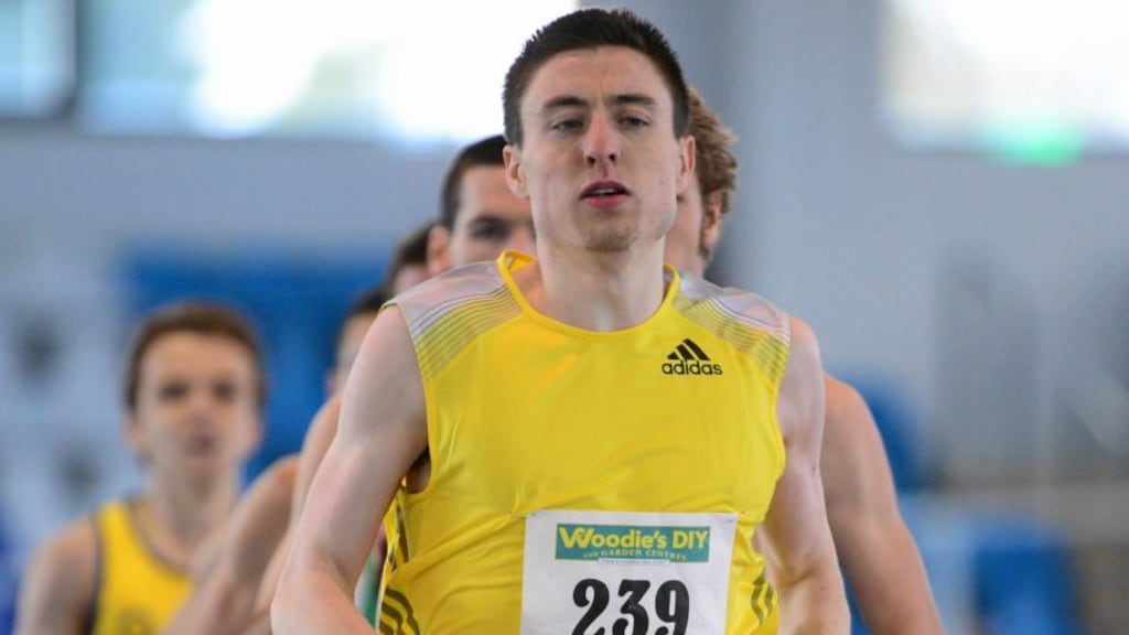 Mark English on his way to setting a new Irish indoor record of 1:46.82s during the Men’s 800m at the AAI Open Indoor Games on February 2nd