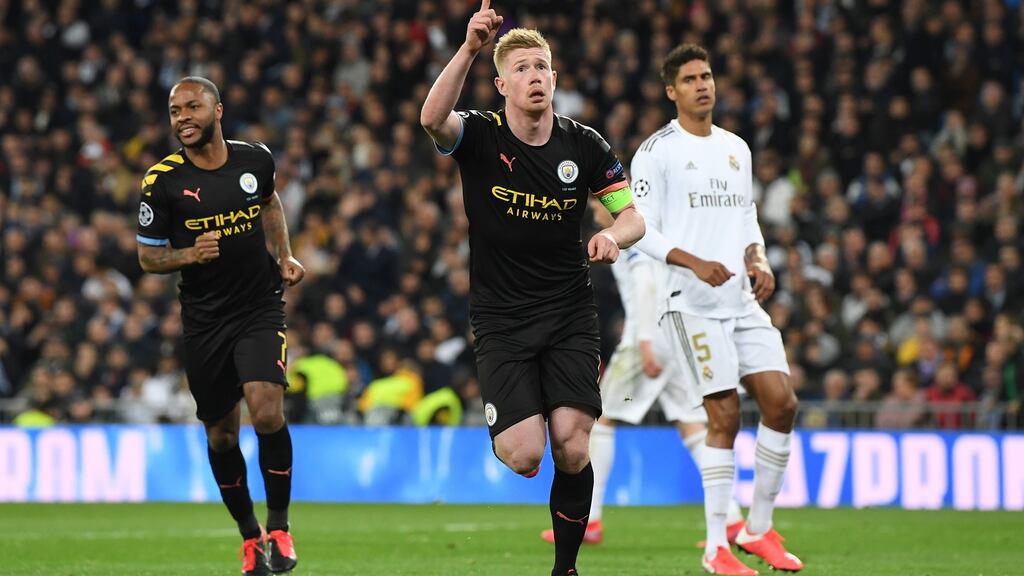 Kevin De Bruyne’s Manchester City future could be in doubt if the club fail to overturn a two-year Uefa ban. Photograph: David Ramos/Getty