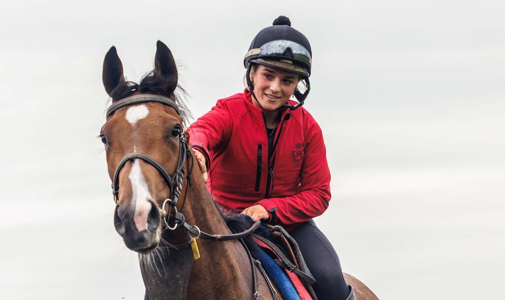 Zara Nelson with Magical Lagoon at jessica Harrington's stables in Moone Co Kildare during the week. Photograph: James Crombie/Inpho