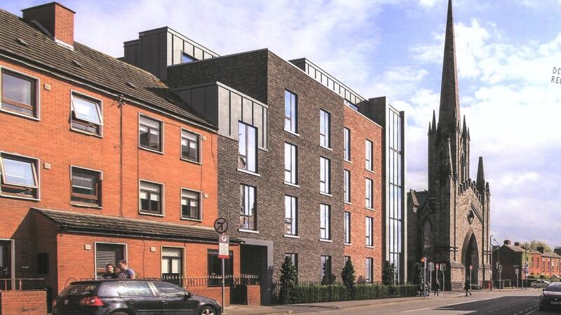 A montage showing the proposed co-living development flanking Black Church.