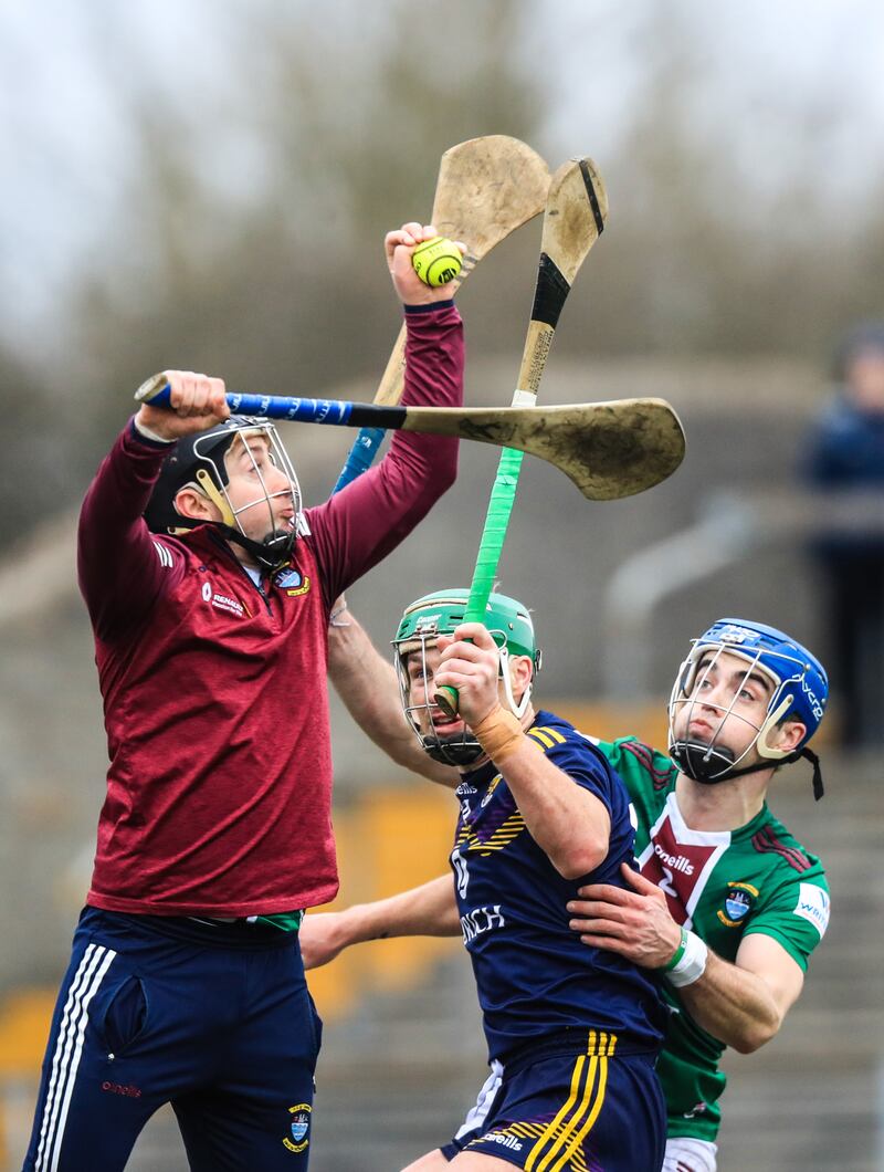 Westmeath's Noel Conaty makes a catch during the Division One league clash against Wexford at TEG Cusack Park, Mullingar. Photograph: Evan Treacy/Inpho