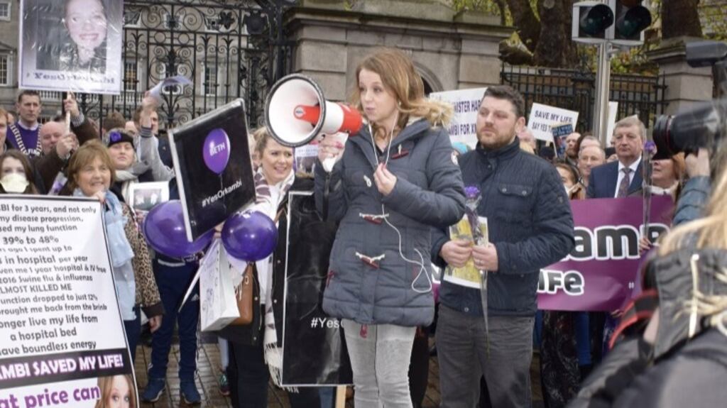 Cystic fibrosis campaigner Jillian McNulty outside Leinster House