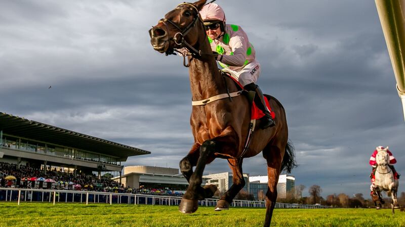 Patrick Mullins and Sharjah win the Matheson Hurdle during the Christmas festival at Leopardstown. Photograph: Morgan Treacy/Inpho