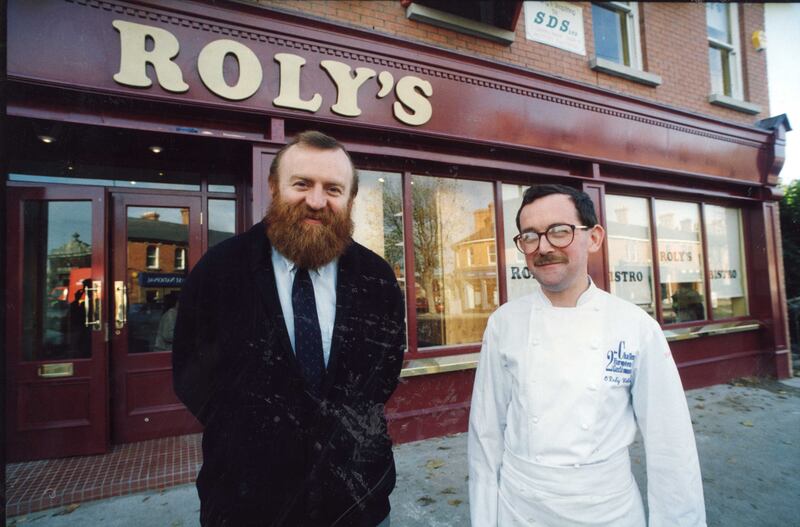 Roly Saul, owner, and Colin O'Daly, head chef, outside Roly's Bistro in Ballsbridge before its opening in 1992: In his 50s, O’Daly began painting more seriously, nurturing a love of art passed on to him from his grandfather, Patrick Hickey. Photograph: Eric Luke